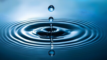 A drop leaves a trace on water. Circles on water from a drop, close-up.