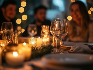Family discussing New Year's resolutions around the dinner table, supportive and encouraging