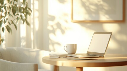 Cozy Workspace with Natural Light and Laptop