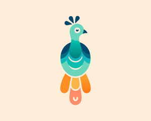 Colorful Peacock bird logo icon design vector illustration
