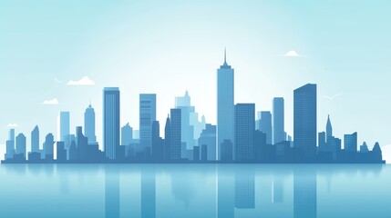 Obraz premium Cityscape with Blue Skies and Reflections
