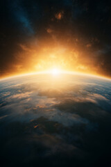 A planet with a sun in the middle of it