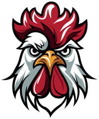 Colored Drawing of Hen Head from Front View - Illustration Isolated on White Background, Vector