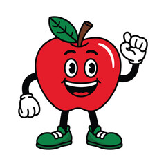 Playful Cartoon Apple Character Illustration