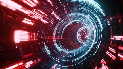 Obraz premium Futuristic High-Tech Backdrop with Dynamic Particles and Light Trails | Ultra-Detailed 3D Render for Innovative Product Displays