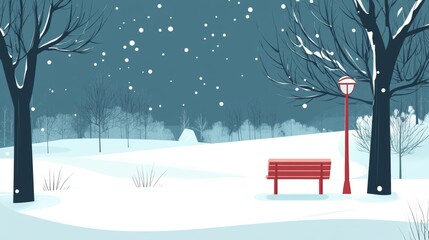 Snowy Evening in a Park