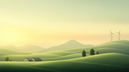 Fototapeta premium A peaceful countryside scene with a house