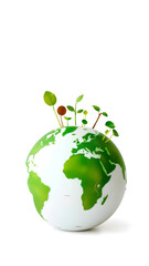 Obraz premium World sustainable future made in green eco friendly concept in the earth globe with white background. Generative AI