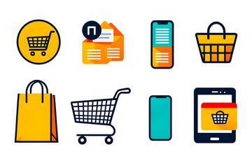E-commerce And E_Business Online Tech Icons Pack Illustration Design