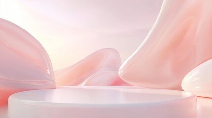 Tranquil Pastel Ethereal 3D Render Background for Modern Product Showcase