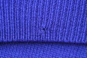darned hole on knit purple sweater, hole on knit wool sweater 