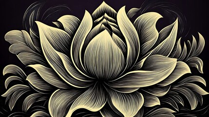 A golden mandala with royal details, intricate patterns set against a deep purple velvet-like background. The gold lines shimmer with a metallic sheen, creating a luxurious and regal atmosphere.