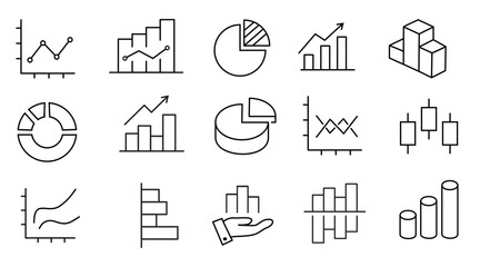 Chart Analytics Line icon set editable stroke 