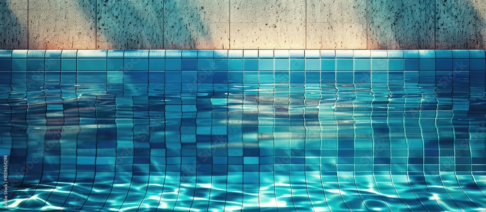 Aufkleber top view of a swimming pool with a blue reflective surface providing a background with copy space im