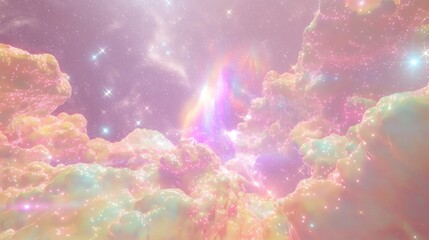 Obraz premium Galactic Dreamscape - Ultra-Detailed 3D Render Illustration of Cosmic Nebula Clouds and Sparkling Stars for Electronic Displays