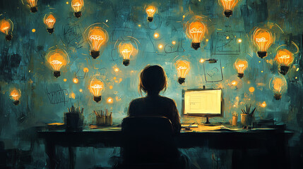 Glowing Lightbulbs: A Moment of Inspiration