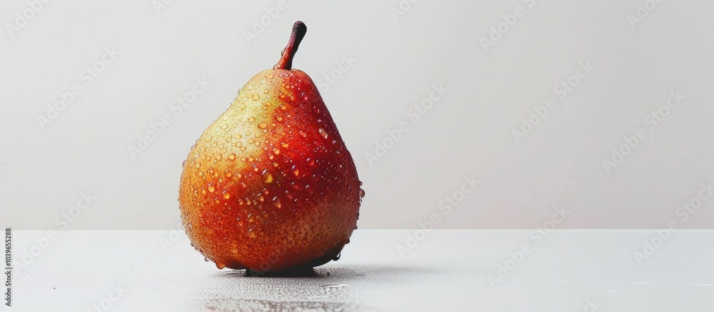 Poster fresh and delicious pear on a white background with copy space image