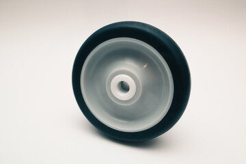 Industrial Wheel For Furniture, Close-Up. Polyurethane caster wheel on white background. Accessories for carts, equipment.