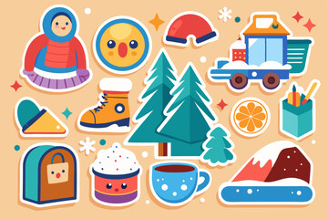 Naklejka premium Winter joy and festive fun – playful holiday illustration for seasonal designs