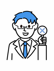 白衣を着た説明する医者