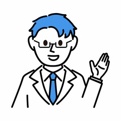 白衣を着た説明する医者