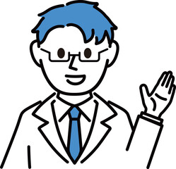 白衣を着た説明する医者