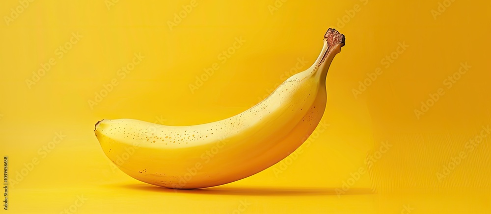 Poster banana displayed on a bright yellow backdrop with copy space image