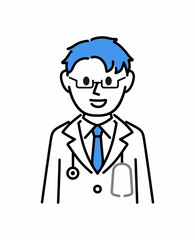 白衣を着た説明する医者