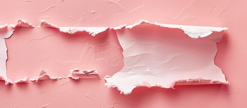 A torn paper with a comforting message on a pink backdrop serves as a symbolic image to inspire wellness Room for text on the image is available. with copyspace image
