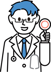 白衣を着た説明する医者