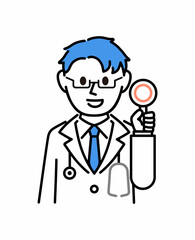 白衣を着た説明する医者