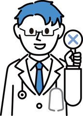 白衣を着た説明する医者