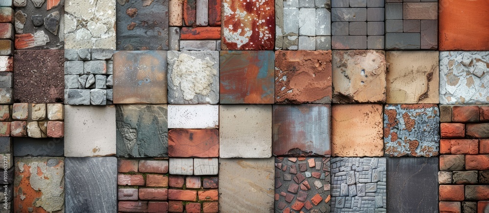 Poster an assortment of classic and modern bricks arranged in a wall perfect for use as a backdrop in vario