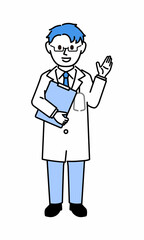 白衣を着た説明する医者