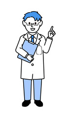 白衣を着た説明する医者