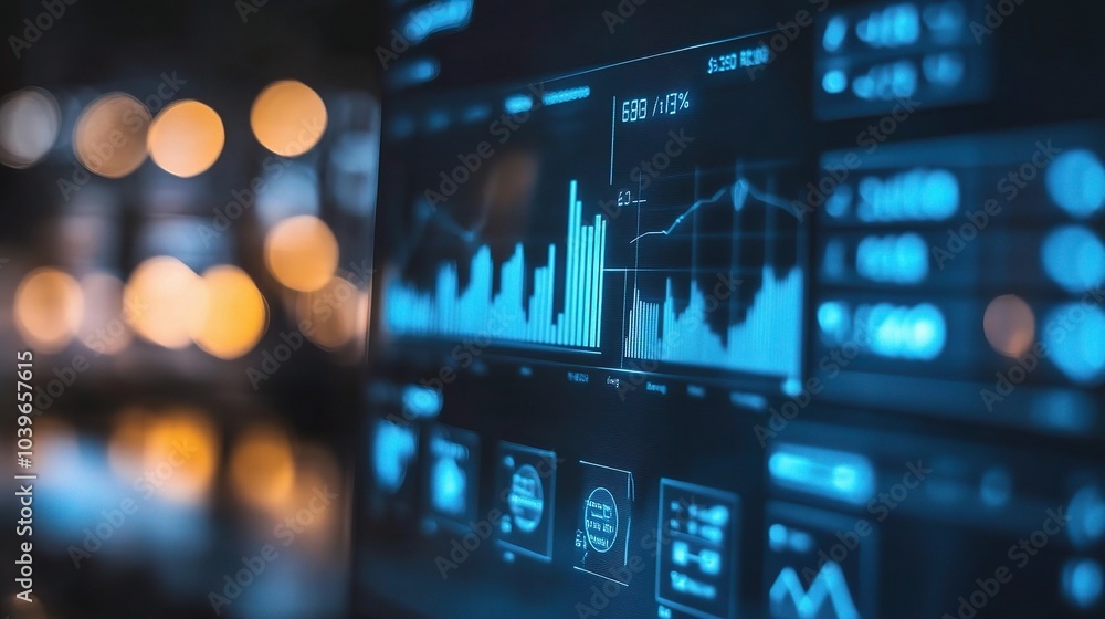Poster data visualization with bright digital graphs