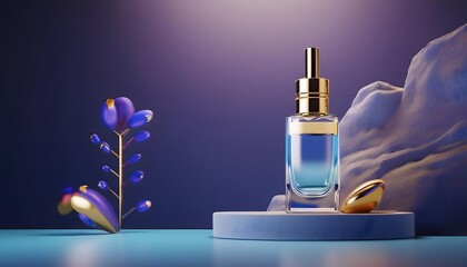 Naklejka premium Product picture of perfume bottle advertising poster Simple, elegant design, looks expensive.
