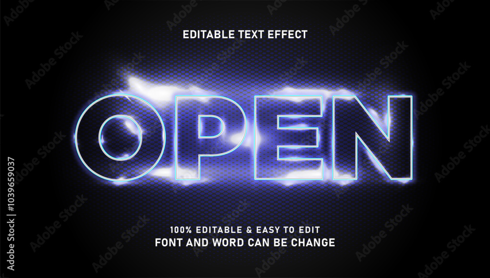 Poster neon effect text with a modern glowing style that can be edited
