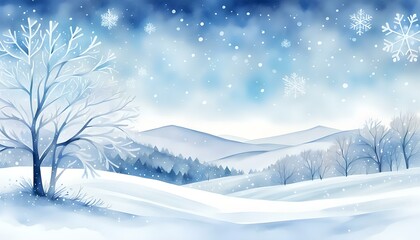 Winter landscape with trees, mountains and snow desk wallpapers