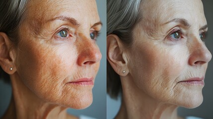 Document the changes in facial wrinkles and sagging skin with a detailed before-and-after facelift comparison