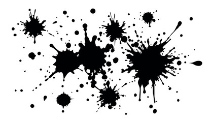 black ink splattered on white background, expressionism fluid grungy
