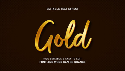 Gold effect text with a modern and elegant 3D style that can be edited