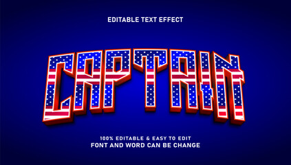 Captain America effect text in a modern and elegant 3D style that can be edited