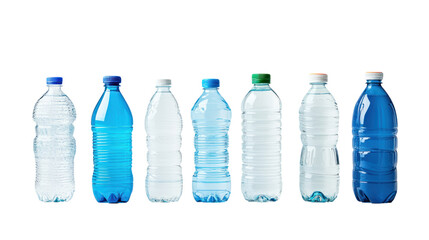 set of water plastic bottle  Isolated from the white background.	