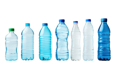 set of water plastic bottle  Isolated from the white background.	