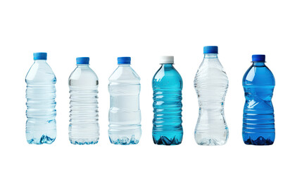 set of water plastic bottle  Isolated from the white background.	