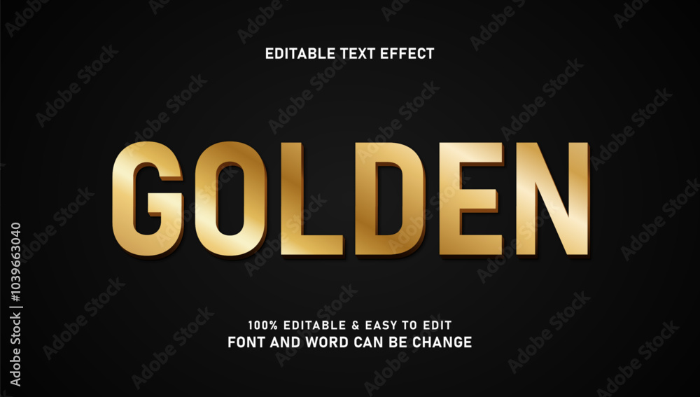 Aufkleber gold effect text with a modern and elegant 3d style that can be edited