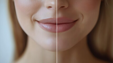 Detailed video tutorial on applying anti-wrinkle cream around the mouth, focusing on smooth skin transformation, split-screen before-and-after results, High-Definition, Neutral Background