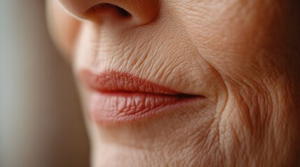 Obraz premium Step-by-step video tutorial on applying anti-wrinkle cream around the mouth, featuring close-up shots of wrinkles before, and a noticeable reduction after consistent use