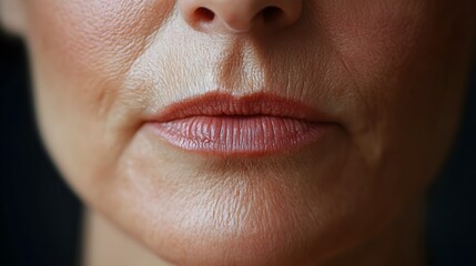 Obraz premium Close-up comparison of the lips before filler, showing wrinkles and fine lines, and after treatment with a smooth, youthful, wrinkle-free appearance